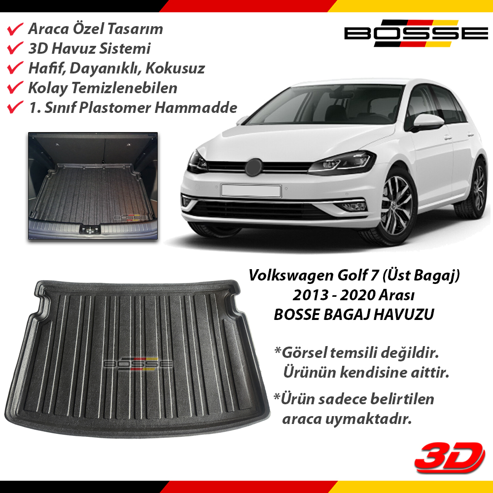 VW Golf 7 Bagaj Havuzu ÜST BAGAJ için 2013 2020 Arası BOSSE