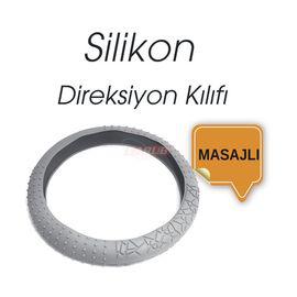 Direksiyon Kılıfı Silikonlu Masajlı Gri 38 cm Çaplı