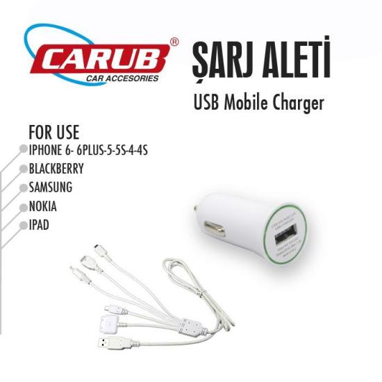 Araç Çakmak Şarj Soketi USB li ve Şarj Kablo seti 12- 24 Volt Uyumlu NT00021