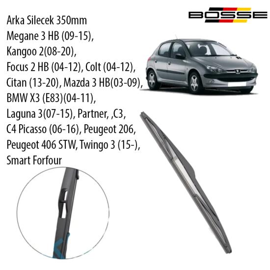 Arka Silecek 35cm Megane 3 HB (09-15), Kangoo 2(08-20) Focus 2 HB (04-12), Peugeot 206
