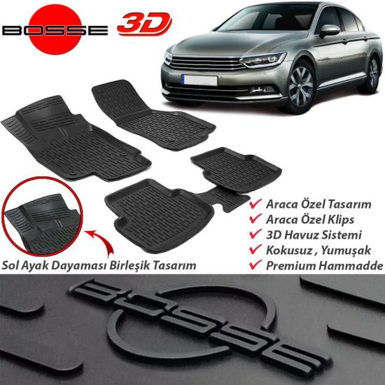 VW Passat B8 Paspas B8,5 Paspas 3D Havuzlu 2015 2022 BOSSE Paspas