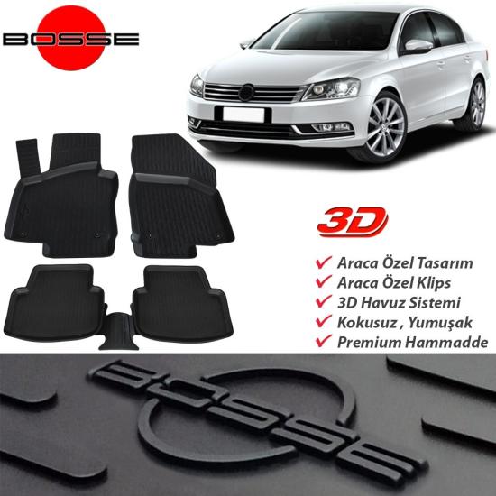 VW Passat B7 Paspas 3D Havuzlu 2011 2014 BOSSE Paspas
