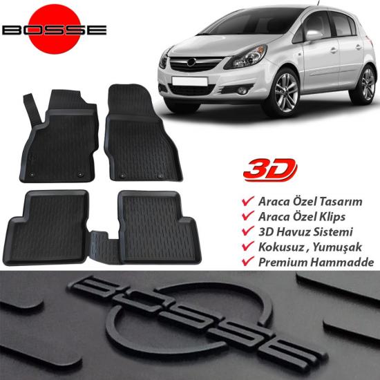 Opel Corsa D Paspas 3D Havuzlu 2007 2014 BOSSE Paspas