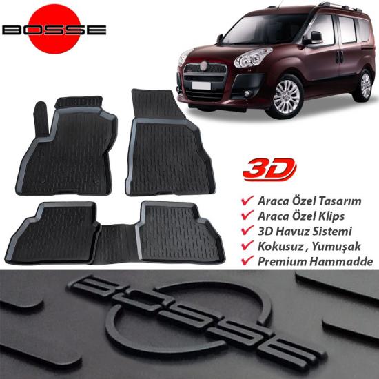 Fiat Doblo Paspas 3D Havuzlu 2010 2023 Arası BOSSE Paspas