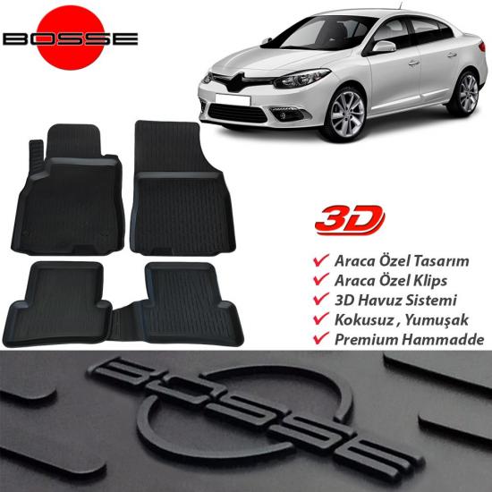 Renault Fluence Paspas 3D Havuzlu 2009 2016 Arası BOSSE Paspas