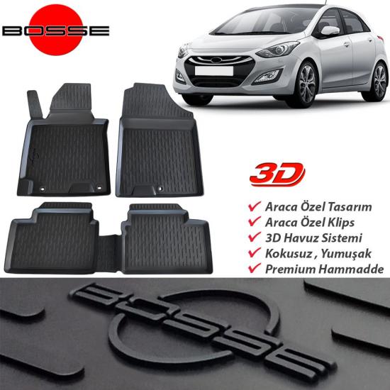 Hyundai i30 Paspas 3D Havuzlu 2013 2016 Arası BOSSE Paspas