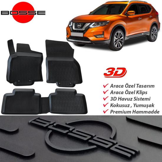Nissan X-Trail Paspas 3D Havuzlu 2014 2021 BOSSE Paspas