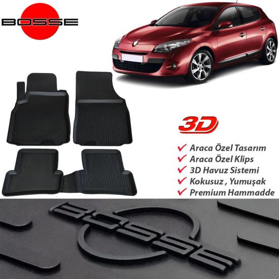 Renault Megane 3 Paspas 3D Havuzlu 2009 2015 Arası BOSSE Paspas