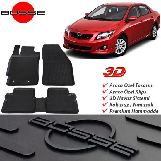 Toyota Corolla Paspas 3D Havuzlu 2007 2012 Arası BOSSE Paspas