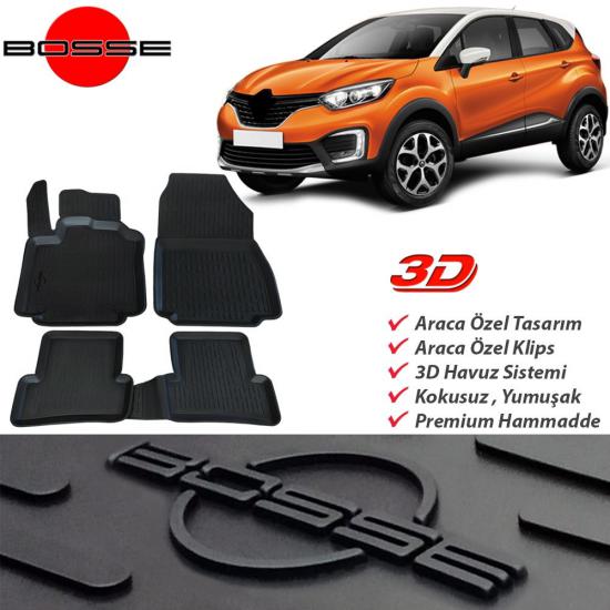 Renault Captur Paspas 3D Havuzlu 2013 2020 Arası BOSSE Paspas