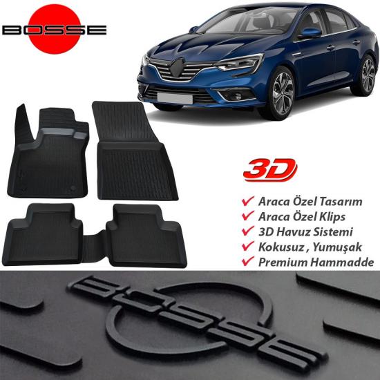 Renault Megane 4 Paspas 3D Havuzlu Sedan 2016 2023 BOSSE Paspas