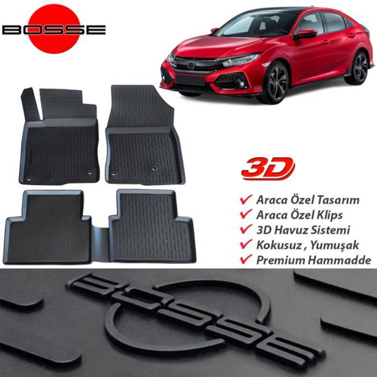 Honda Civic Paspas FC5 3D Havuzlu 2016 2021 BOSSE Paspas