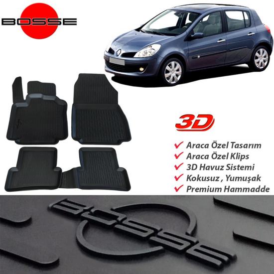 Renault Clio 3 Paspas 3D Havuzlu 2006 2012 BOSSE Paspas