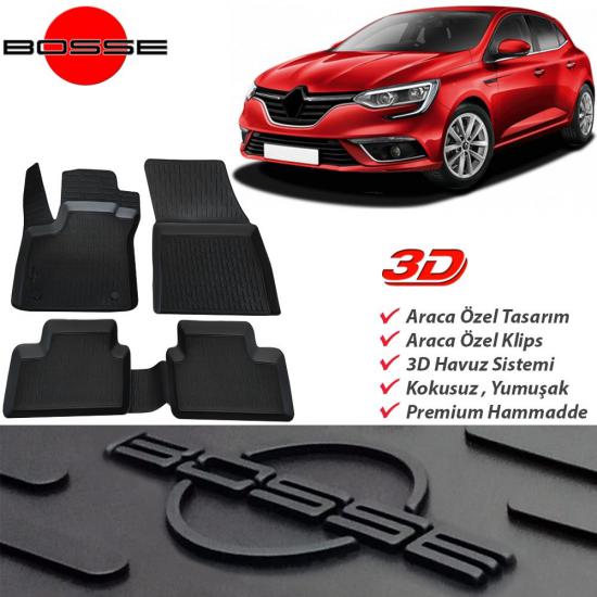 Renault Megane 4 Paspas 3D Havuzlu HB 2016 2023 BOSSE Paspas