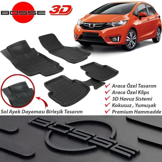 Honda Jazz Paspas Araca Özel 2015 Sonrası BOSSE Paspas 3D Havuzlu