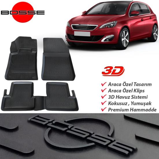 Peugeot 308 Paspas 3D Havuzlu 2014 2020 BOSSE Paspas