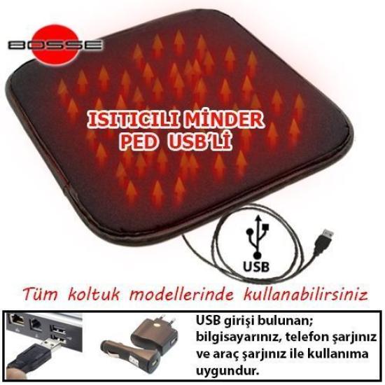 Isıtıcılı Koltuk Minderi USB Li Minder Ev Ofis Cafe ve Oto için BOSSE